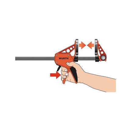 300mm Wurth Quick-Grip One Handed Bar Clamp F Clamp Hand Trigger Action Clamp.