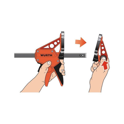 300mm Wurth Quick-Grip One Handed Bar Clamp F Clamp Hand Trigger Action Clamp.