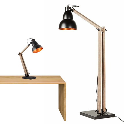 2x Lamps - Faroe Scandi Floor + Table Desk Light Modern Natural Wooden Retro.