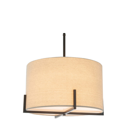 Modern Scandi Metal Hanging Pendant Lamp w/ Linen Shade Light - Matte Black.