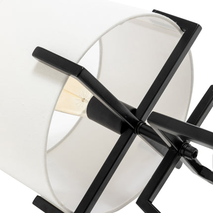 Modern Scandi Metal Dimmable Table Desk Lamp Light w/ Linen Shade - Matte Black.