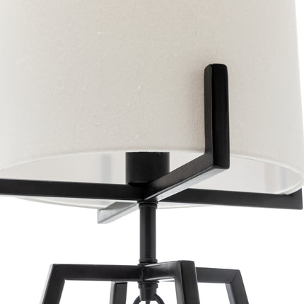 Modern Scandi Metal Dimmable Table Desk Lamp Light w/ Linen Shade - Matte Black.