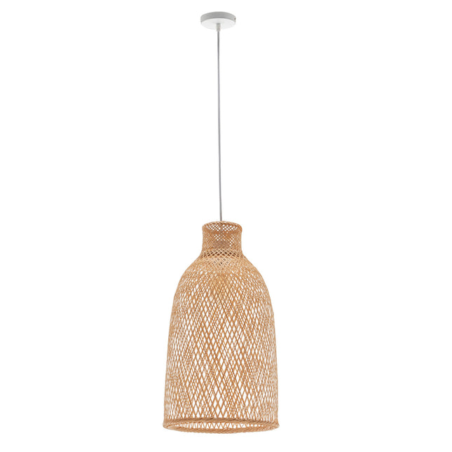 Natural Woven Bamboo Cone Pendant Lamp Hanging Light Bell Shade Boho Tropical.