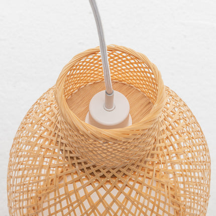 Natural Woven Bamboo Cone Pendant Lamp Hanging Light Bell Shade Boho Tropical.
