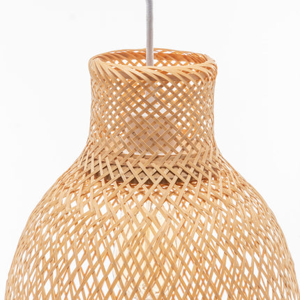 Natural Woven Bamboo Cone Pendant Lamp Hanging Light Bell Shade Boho Tropical.
