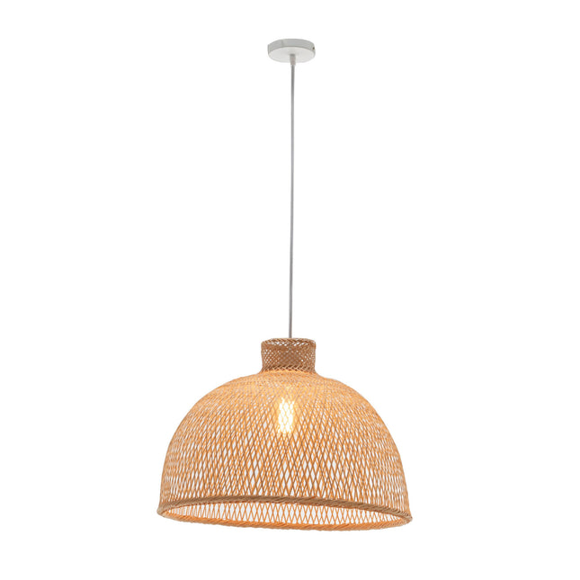 Natural Hand Woven Bamboo Dome Pendant Lamp Hanging Light Rattan Style.