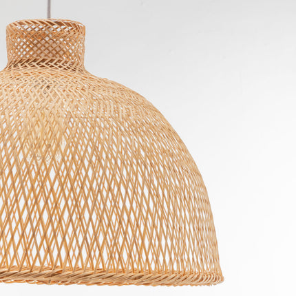 Natural Hand Woven Bamboo Dome Pendant Lamp Hanging Light Rattan Style.