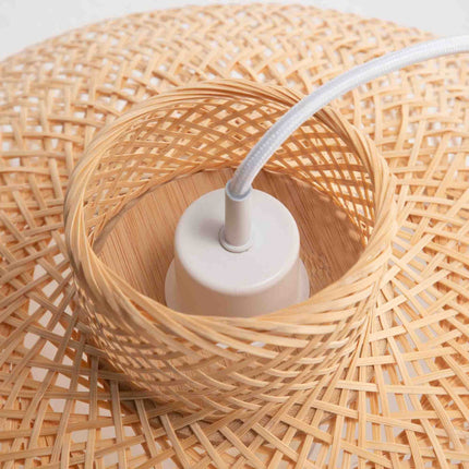 Natural Hand Woven Bamboo Dome Pendant Lamp Hanging Light Rattan Style.