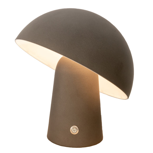 LED Cordless Mushroom USB Rechargeable Table Lamp Dimming Night Light - Steel Grey.
