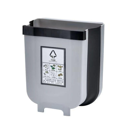 2x 9L Kitchen Wall Mounted Foldable Waste Bin Hanging Trash Can - Brown.