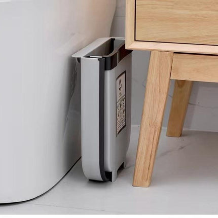 2x 9L Kitchen Wall Mounted Foldable Waste Bin Hanging Trash Can - Brown.