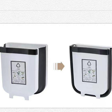 2x 9L Kitchen Wall Mounted Foldable Waste Bin Hanging Trash Can - Brown.