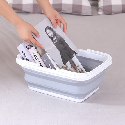 10x 9L Collapsible Laundry Folding Clothes Basket w Handles Bin Bulk- Grey/White.