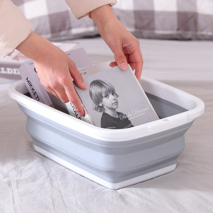 10x 9L Collapsible Laundry Folding Clothes Basket w Handles Bin Bulk- Grey/White.