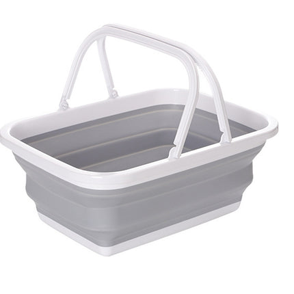 9L Collapsible Laundry Basket Washing Clothes w/Handles Bin Foldable - Grey/White.