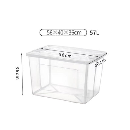 4x 57 Litre Modular Clear Foldable Storage Box with Lid Plastic Tub Collapsible.