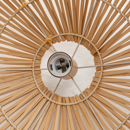 Solara Sphere Natural Hand-Woven Bamboo Cage Pendant Lamp Light.