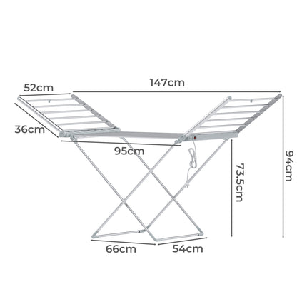 Electric Airer Heated Foldable Clothes Dryer Drying Indoor Folding Rack.