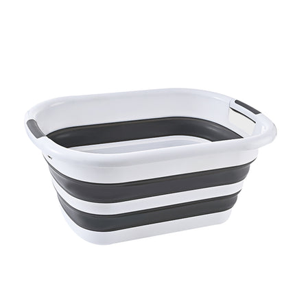 45L Collapsible Laundry Basket Washing Clothes w/Handles Bin Foldable - Grey/White.