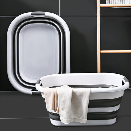 45L Collapsible Laundry Basket Washing Clothes w/Handles Bin Foldable - Grey/White.