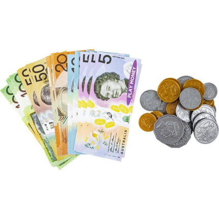 44pcs Australian Play Money Coins & Notes Maths Pretend Shopping.