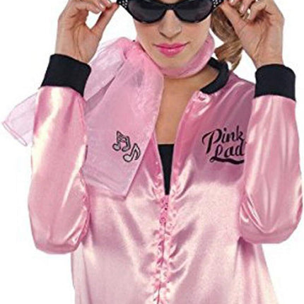 3x Grease Pink Ladies Party Costume Jacket Sandy Rizzo 50s Satin Shirt Halloween - Officially Licensed.