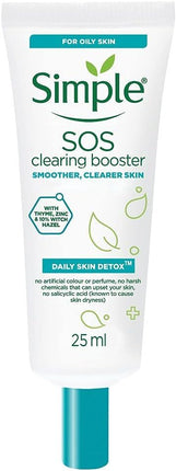 Simple 25ml SOS Clearing Booster Long Lasting Shine & Blemish Control.