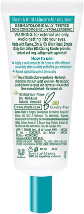 Simple 25ml SOS Clearing Booster Long Lasting Shine & Blemish Control.