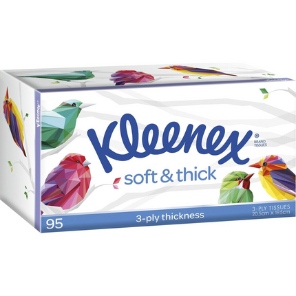 Kleenex Soft & Thick 3 Ply Facial Tissues 1 Pack of 95.