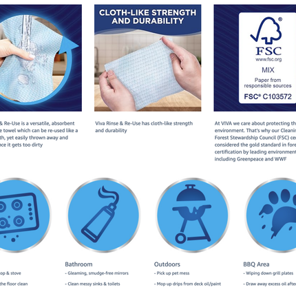 Viva Paper Towel Rinse & Re-Use Towel Reusable 20 Sheets.