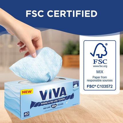 480x Viva Paper Towel Rinse & Re-Use Towel Reusable 20 Sheets x 24 Packs Bulk Box.