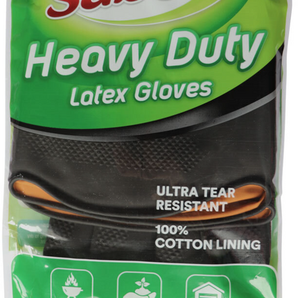 1 Pair Sabco Heavy Duty Latex Gloves w/ Cotton Lining - Large Size.