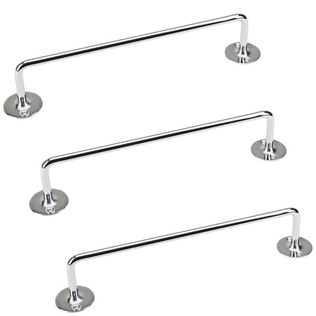 3x 460mm Chrome Tea Towel Rail Stainless Steel Holder Rack.