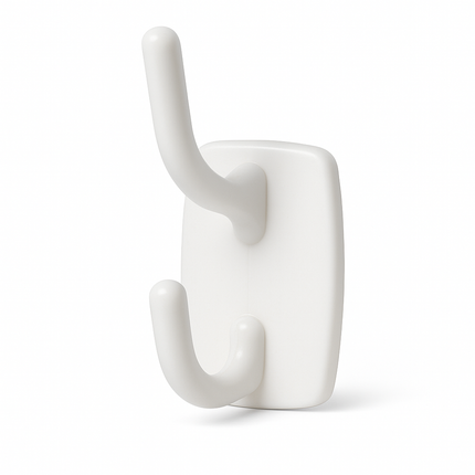 6x Deco Self-Adhesive Double Hooks in White – 2.3kg Weight Capacity per Hook.