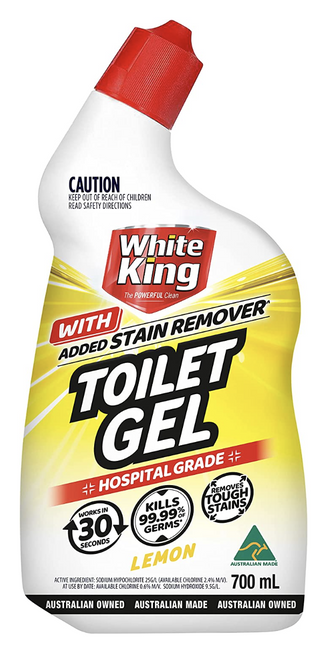 White King Toilet Gel With Added Stain Remover Hospital Grade 700ml - Lemon.