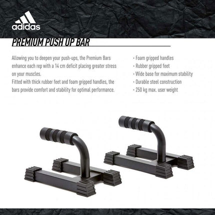 Adidas Premium Push Up Bars Grips Non Slip Handles Gym Training Fitness Foam.