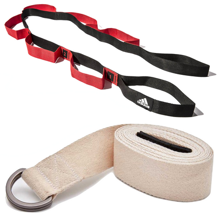 2pc Set Adidas Stretch Assist Band Looped + Yoga Strap 2.5m Long Adjustable Belt.