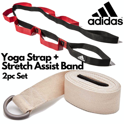 2pc Set Adidas Stretch Assist Band Looped + Yoga Strap 2.5m Long Adjustable Belt.