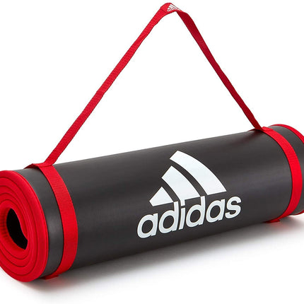 Adidas Training 10mm Exercise Floor Mat Gym Thick Yoga Fitness Judo Pilates - Black/Red.