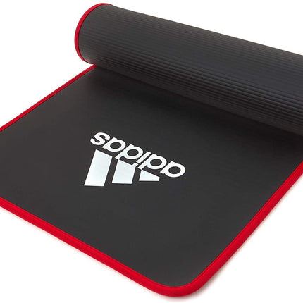 Adidas Training 10mm Exercise Floor Mat Gym Thick Yoga Fitness Judo Pilates - Black/Red.