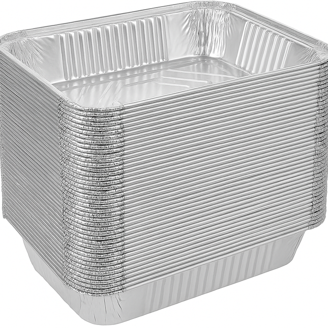 120x Aluminium Disposable Foil Food Container Trays Pans Baking Roast Bulk 22x15.5x5cm.