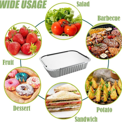 144x Aluminium Disposable Foil Food Container Trays Pans w/ Lids Covers Bulk 22cm*15cm*4.5cm.