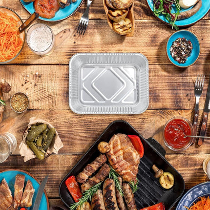 144x Aluminium Disposable Foil Food Container Trays Pans w/ Lids Covers Bulk 22cm*15cm*4.5cm.