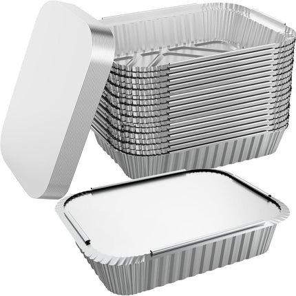 160x Aluminium Disposable Foil Food Container Trays Pans w/ Lids Covers Bulk 32cm*26cm*6.3cm.