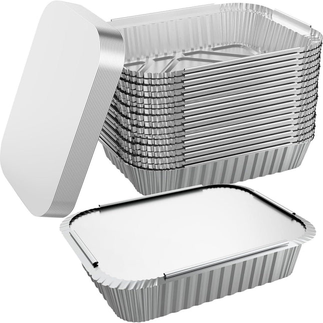 160x Aluminium Disposable Foil Food Container Trays Pans w/ Lids Covers Bulk 32cm*26cm*6.3cm.