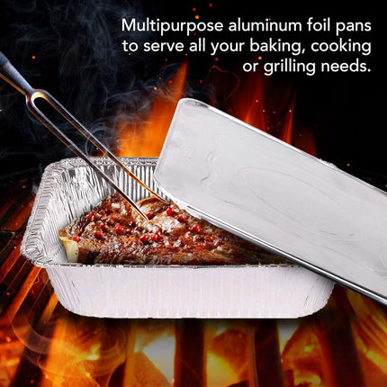 160x Aluminium Disposable Foil Food Container Trays Pans w/ Lids Covers Bulk 32cm*26cm*6.3cm.