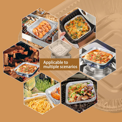 48x Deep Foil Aluminium Disposable Food Container Trays Pans Baking Roast Bulk 33x27x11cm.