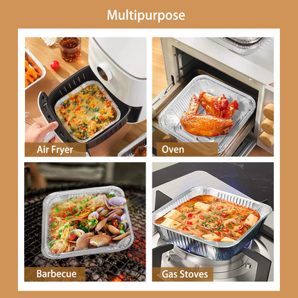 48x Deep Foil Aluminium Disposable Food Container Trays Pans Baking Roast Bulk 33x27x11cm.