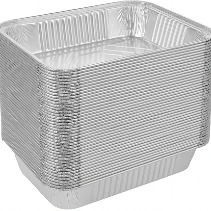 48x Aluminium Disposable Foil Food Container Trays Pans Baking Roast Bulk 45x34x6.5cm.
