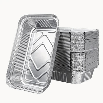 48x Aluminium Disposable Foil Food Container Trays Pans Baking Roast Bulk 45x34x6.5cm.